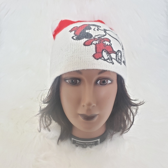 Vintage 1958 Orlon Peanuts Snoopy Kissing Lucy Winter Acrylic Cap - Picture 1 of 10